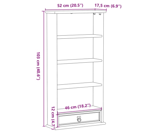 vidaXL Estantería de CDs Corona madera maciza de pino 52x17,5x103 cm