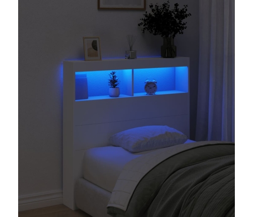 Cabecero de cama con LED blanco 100x17x102 cm