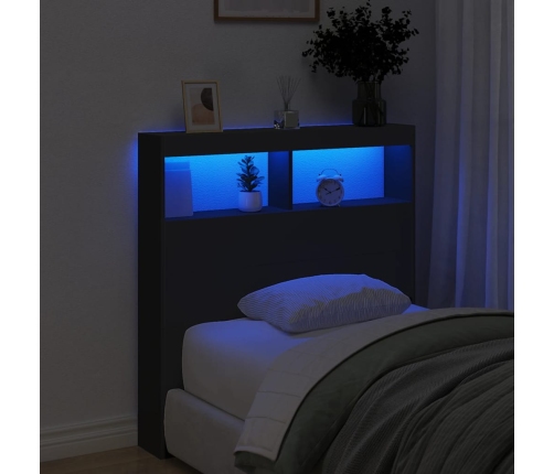 Cabecero de cama con LED negro 100x17x102 cm