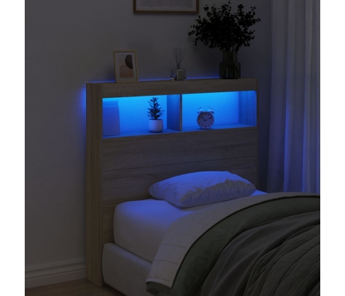 Cabecero de cama con LED roble Sonoma 100x17x102 cm