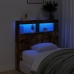 Cabecero de cama con luz LED roble ahumado 100x17x102 cm