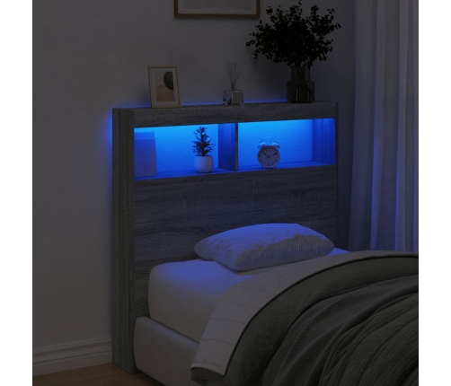 Cabecero de cama con luz LED gris Sonoma 100x17x102 cm