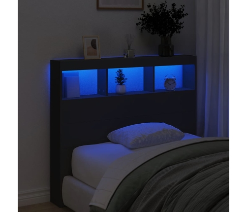 Cabecero de cama con LED negro 120x17x102 cm