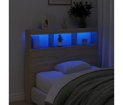 Cabecero de cama con LED roble Sonoma 120x17x102 cm