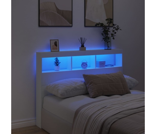 vidaXL Cabecero de cama con LED blanco 140x17x102 cm