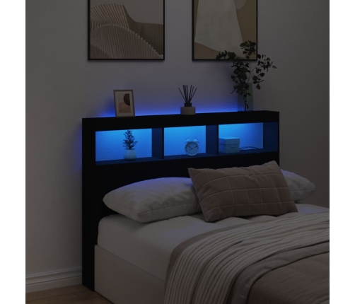 Cabecero de cama con LED negro 140x17x102 cm