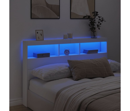 Cabecero de cama con LED blanco 160x17x102 cm