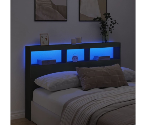 Cabecero de cama con LED negro 160x17x102 cm