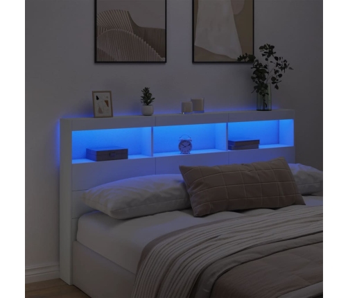 vidaXL Cabecero de cama con LED blanco 180x17x102 cm