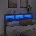 Cabecero de cama con luz LED gris hormigón 180x17x102 cm