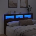 Cabecero de cama con luz LED marrón roble 180x17x102 cm