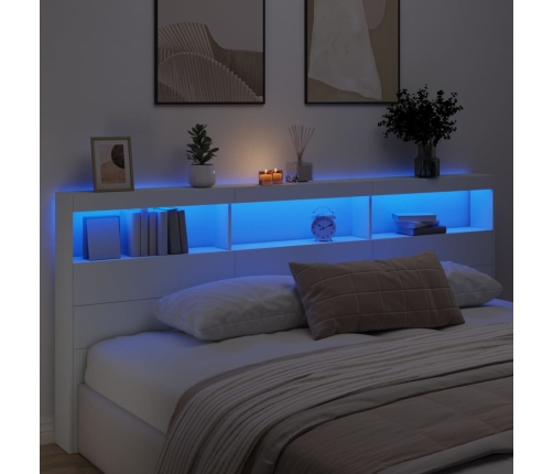 Cabecero de cama con LED blanco 220x17x102 cm