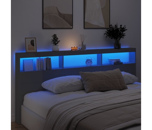 Cabecero de cama con LED negro 220x17x102 cm