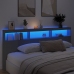 Cabecero de cama con LED negro 220x17x102 cm