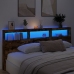 Cabecero de cama con luz LED roble ahumado 220x17x102 cm