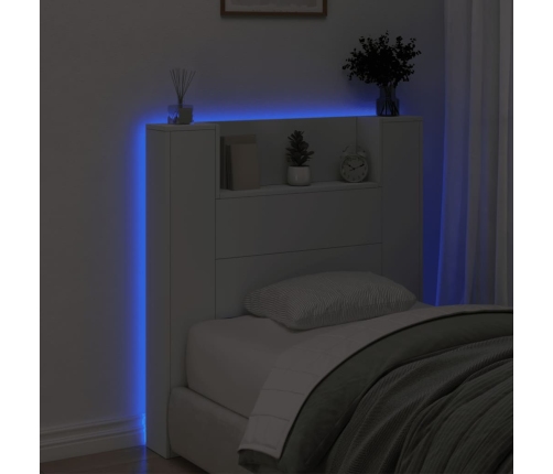 vidaXL Cabecero de cama con luz LED blanco 100x16,5x103,5 cm