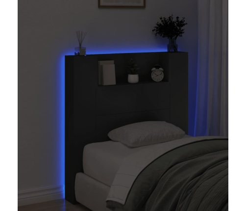 Cabecero de cama con luz LED negro 100x16,5x103,5 cm