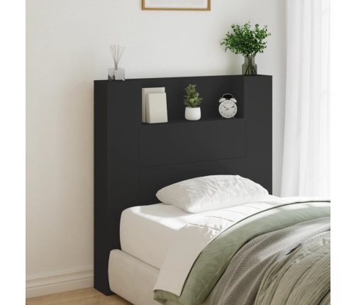 Cabecero de cama con luz LED negro 100x16,5x103,5 cm