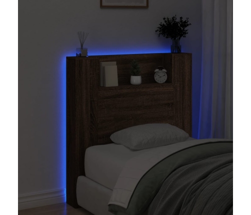 Cabecero de cama con luz LED marrón roble 100x16,5x103,5 cm