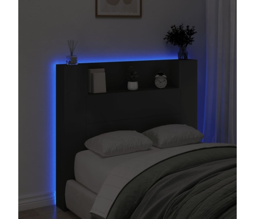 Cabecero de cama con luz LED negro 120x16,5x103,5 cm