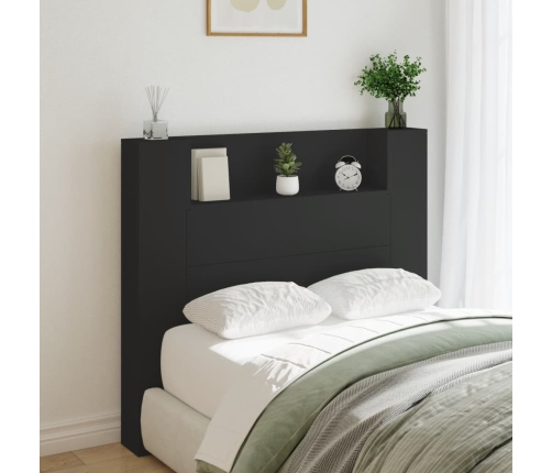 Cabecero de cama con luz LED negro 120x16,5x103,5 cm