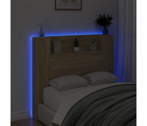 Cabecero de cama con luz LED roble Sonoma 120x16,5x103,5 cm