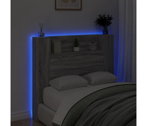 Cabecero de cama con luz LED gris Sonoma 120x16,5x103,5 cm