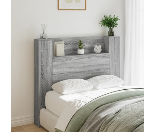 Cabecero de cama con luz LED gris Sonoma 120x16,5x103,5 cm