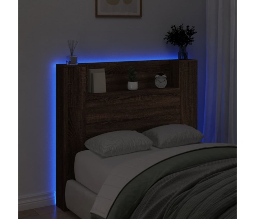 Cabecero de cama con luz LED marrón roble 120x16,5x103,5 cm