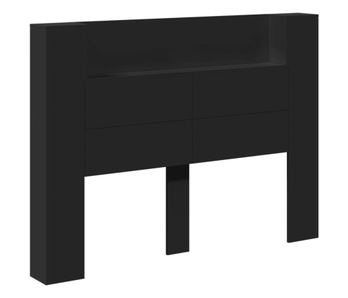 Cabecero de cama con luz LED negro 140x16,5x103,5 cm