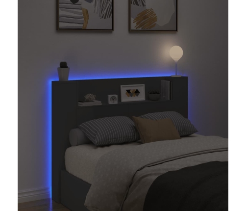 Cabecero de cama con luz LED negro 140x16,5x103,5 cm