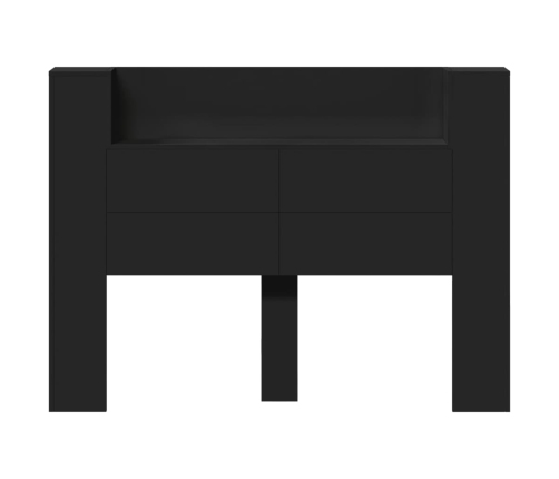 Cabecero de cama con luz LED negro 140x16,5x103,5 cm