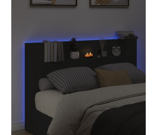 Cabecero de cama con luz LED negro 160x16,5x103,5 cm