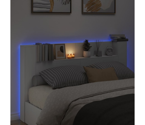 vidaXL Cabecero de cama con LED blanco 180x16,5x103,5 cm