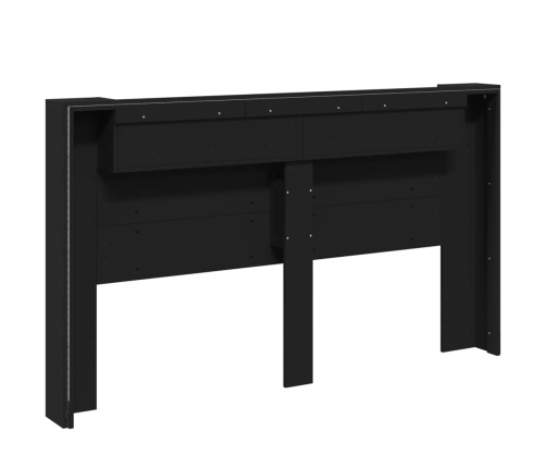 Cabecero de cama con LED negro 180x16,5x103,5 cm