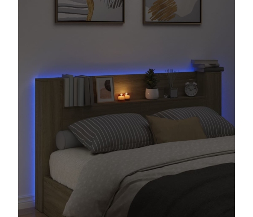 Cabecero de cama con LED roble Sonoma 180x16,5x103,5 cm