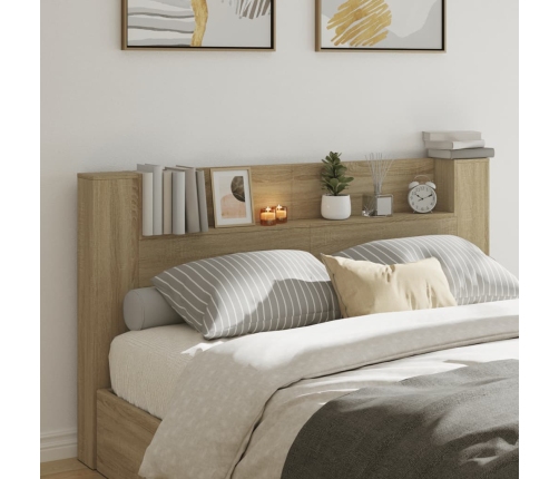 Cabecero de cama con LED roble Sonoma 180x16,5x103,5 cm