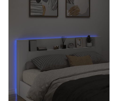 Cabecero de cama con LED blanco 200x16,5x103,5 cm