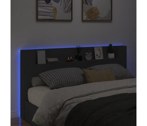 Cabecero de cama con LED negro 200x16,5x103,5 cm