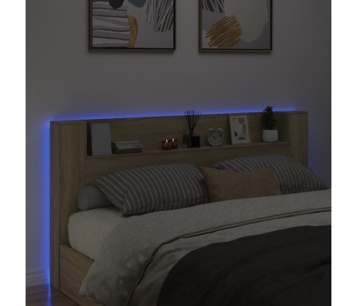 Cabecero de cama con LED roble Sonoma 200x16,5x103,5 cm