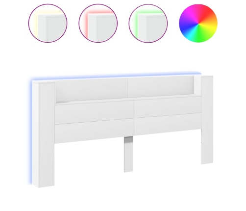 vidaXL Cabecero de cama con LED blanco 220x16,5x103,5 cm