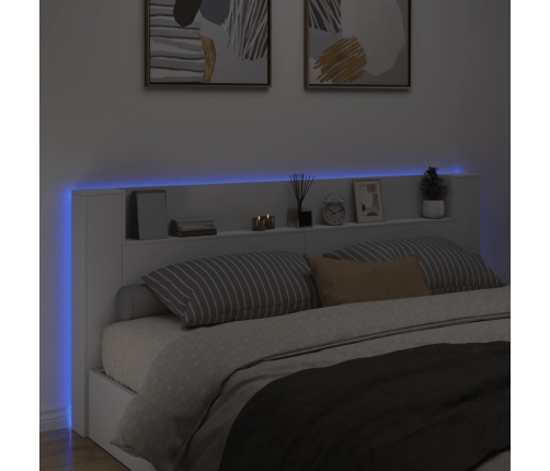 vidaXL Cabecero de cama con LED blanco 220x16,5x103,5 cm