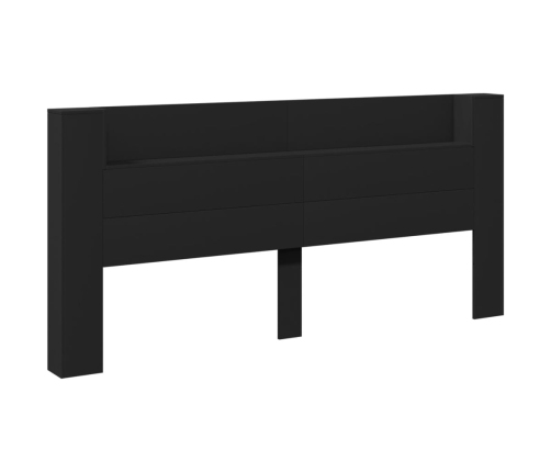 Cabecero de cama con LED negro 220x16,5x103,5 cm