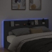 Cabecero de cama con LED negro 220x16,5x103,5 cm