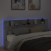 Cabecero de cama con luz LED gris hormigón 220x16,5x103,5 cm