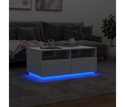 Mesa de centro con luces LED blanco 90x49x40 cm