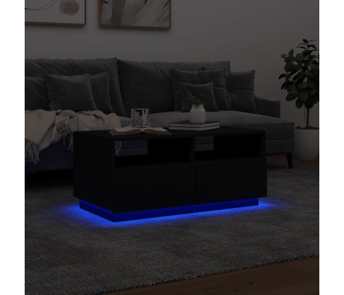 Mesa de centro con luces LED negro 90x49x40 cm