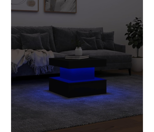 Mesa de centro con luces LED negro 50x50x40 cm