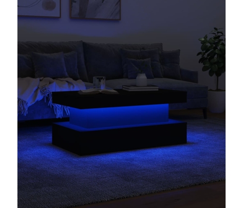 Mesa de centro con luces LED negro 90x50x40 cm