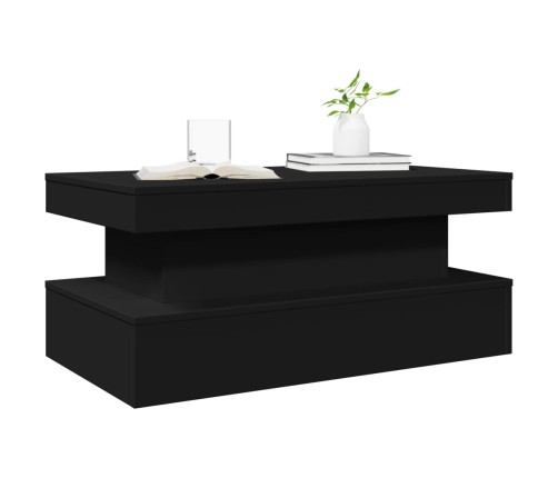 Mesa de centro con luces LED negro 90x50x40 cm